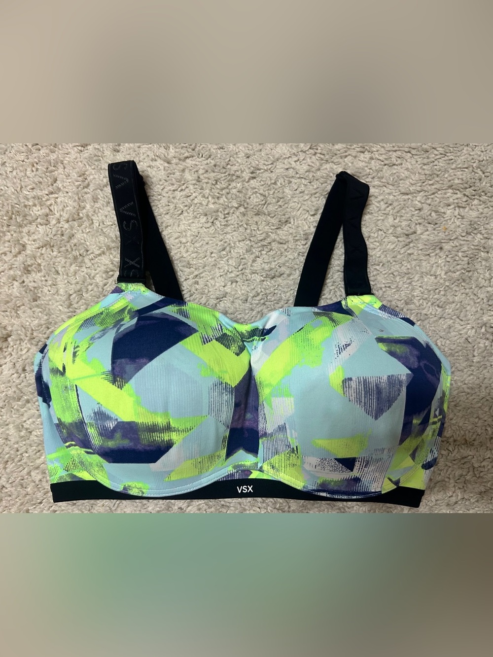 Victoria's Secret VSX Neon Green Blue Print Sports Bra